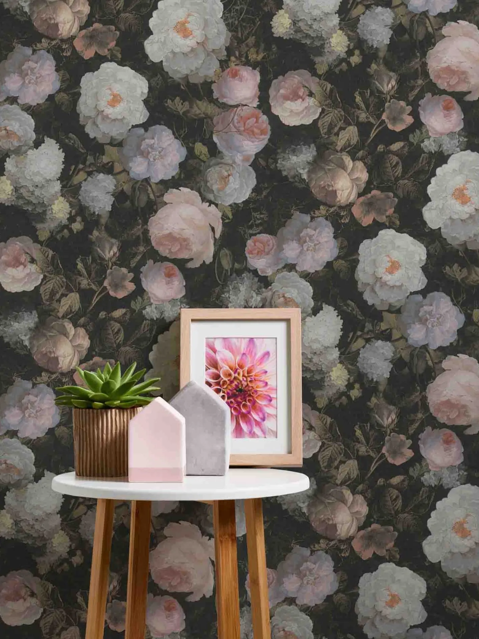 Vliestapete florale Blumen schwarz weiß grün 37650-5