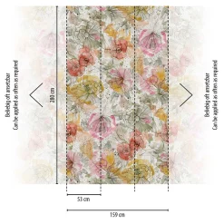 Vliestapete Floral Fineline Grau Rosa Grün 39694-1