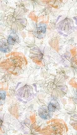 Vliestapete Floral Fineline Creme Beige Orange 39694-2