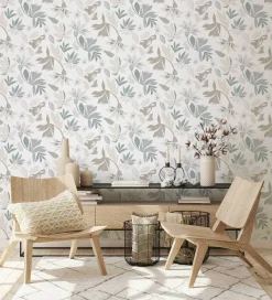 Vliestapete Floral Grafisch Weiß Grau Beige 47468