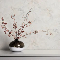 Vliestapete Floral Grau Beige Silber Glitzer 10514-02