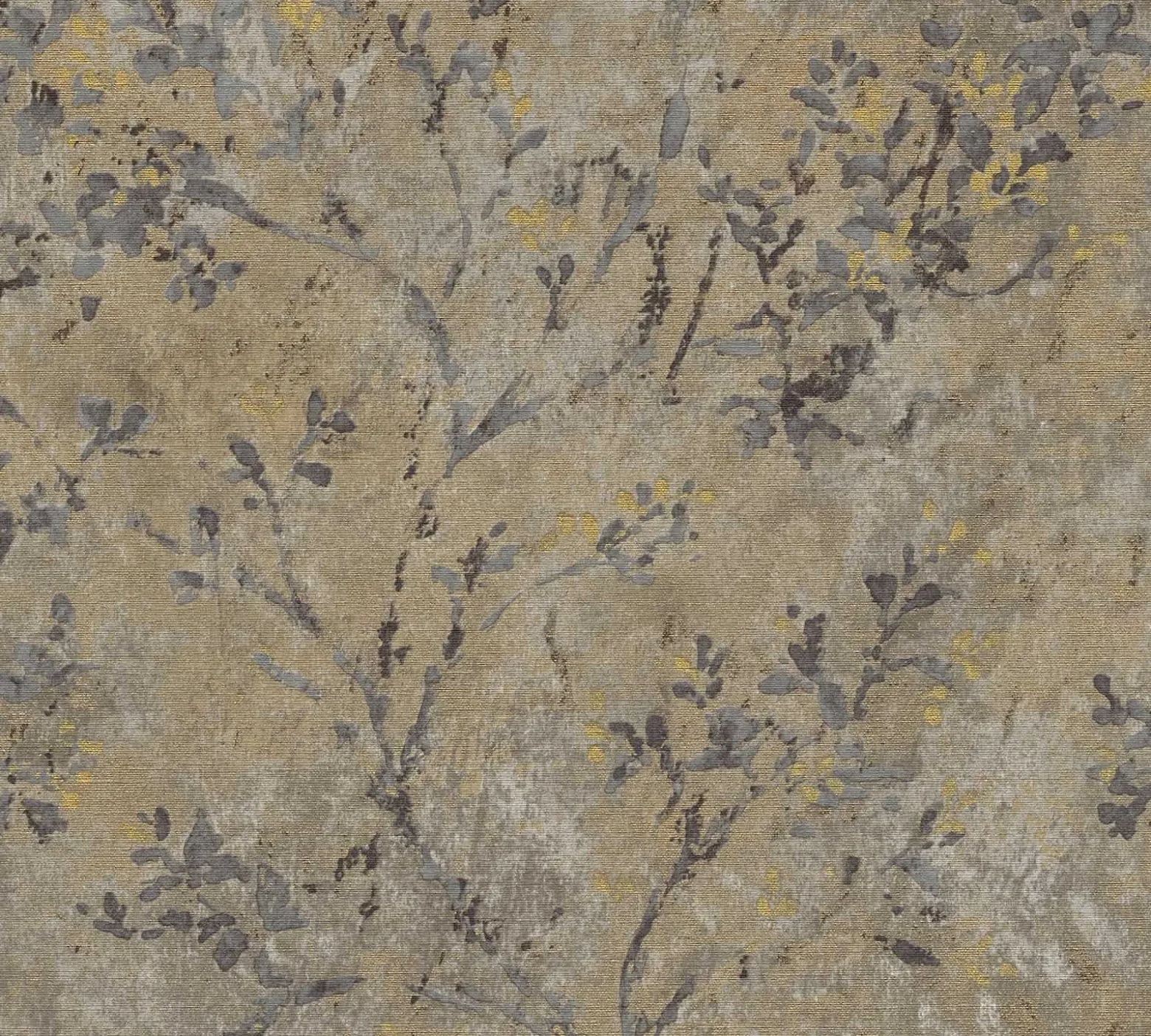 Vliestapete Floral Grau Braun Gold Metallic 39650-1