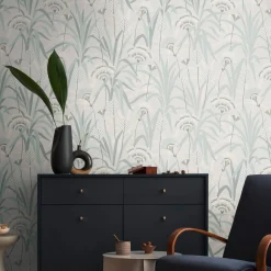 Vliestapete Floral Grau Creme Blau Metallic 39936-3