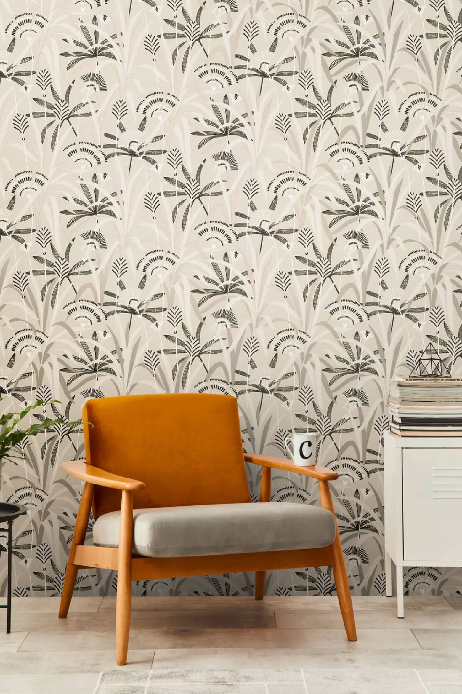 Vliestapete Floral Grau Schwarz Silber Metallic 39936-1