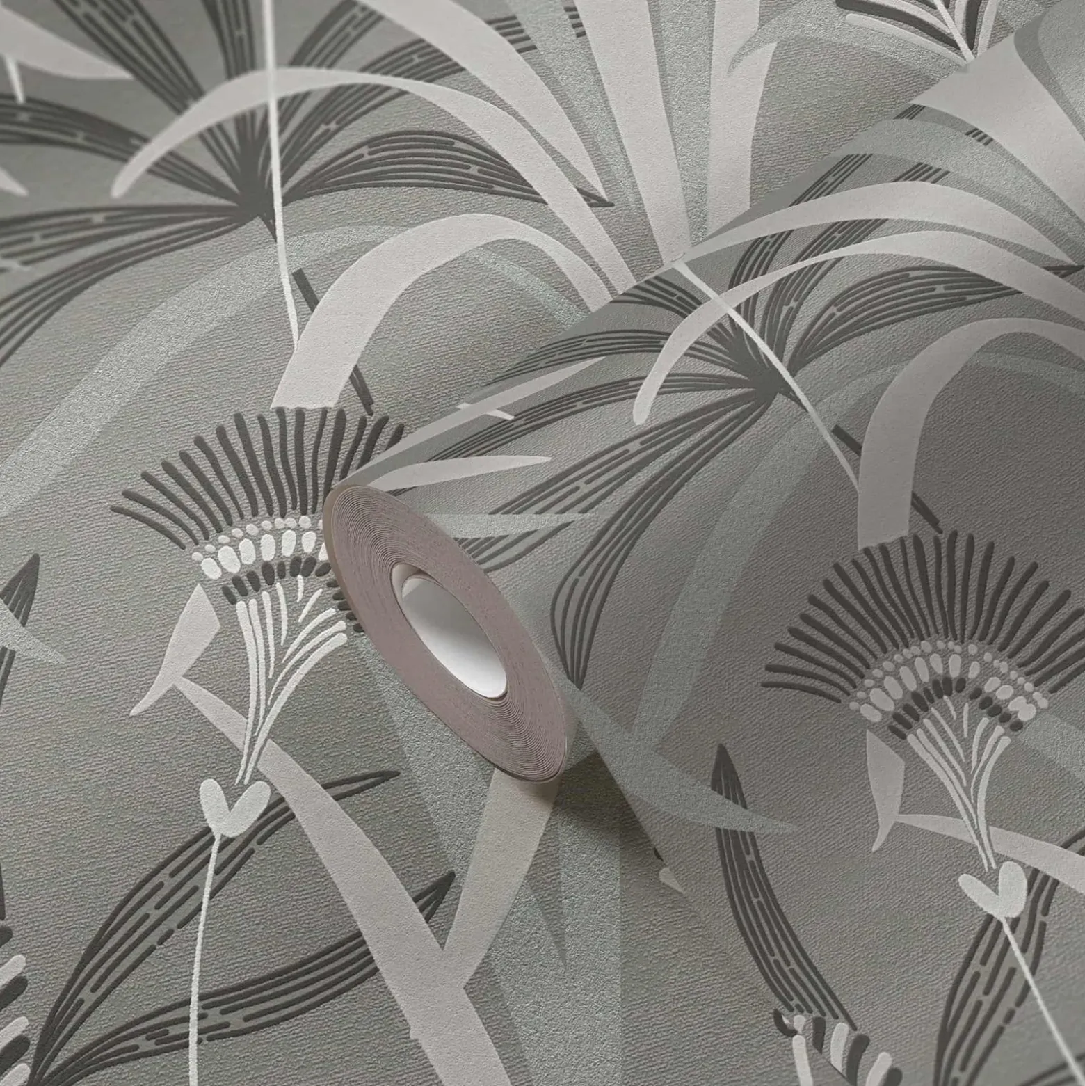 Vliestapete Floral Grau Schwarz Blau Metallic 39936-2