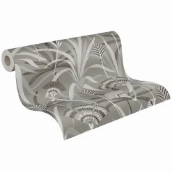Vliestapete Floral Grau Schwarz Blau Metallic 39936-2