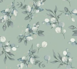 Vliestapete Floral Grün Grau Silber Metallic 39768-7