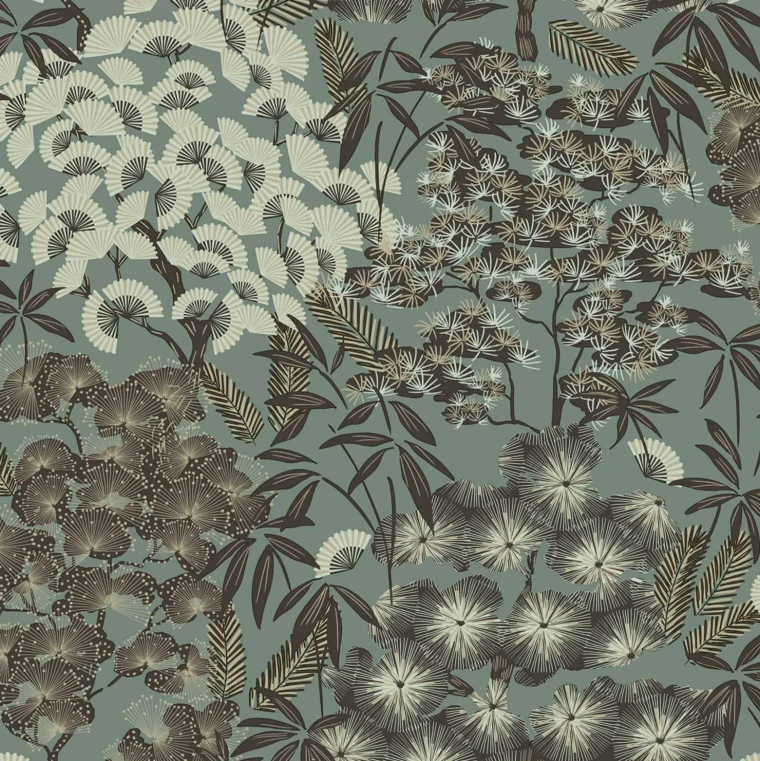Vliestapete Floral Grün Schwarz Gold Metallic A63002
