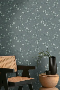 Vliestapete Floral Grün Silber Metallic 39768-3