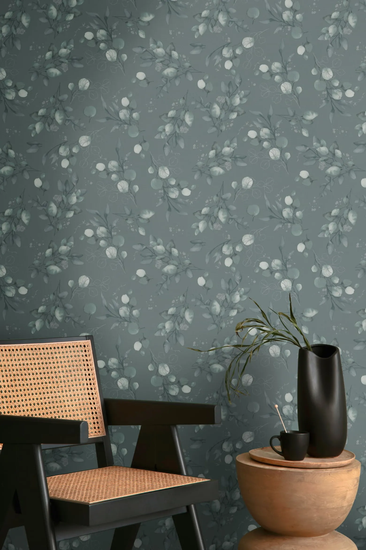 Vliestapete Floral Grün Silber Metallic 39768-3