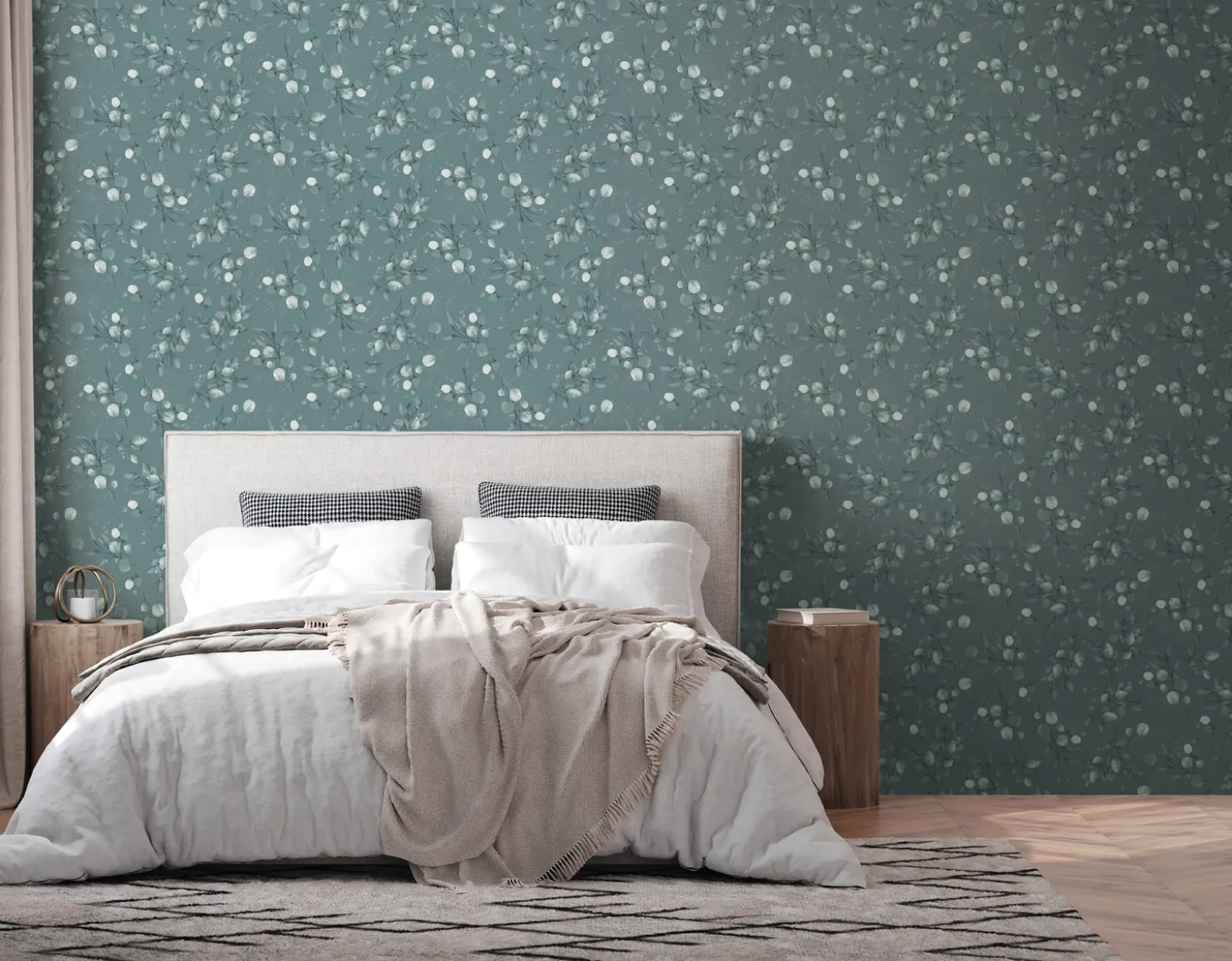 Vliestapete Floral Grün Silber Metallic 39768-3