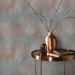 Vliestapete Floral Gräser Grau Kupfer Metallic 10380-48