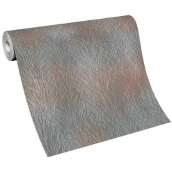 Vliestapete Floral Gräser Grau Kupfer Metallic 10380-48