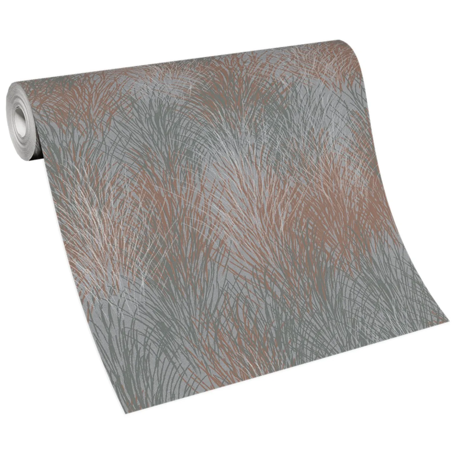 Vliestapete Floral Gräser Grau Kupfer Metallic 10380-48