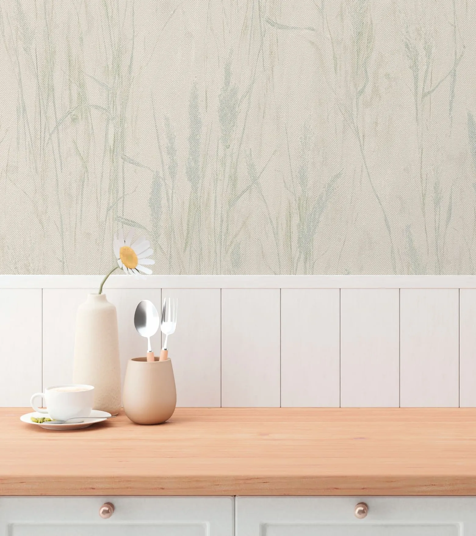 Vliestapete Floral Gräser Grau Beige Grün Metallic 79094-5