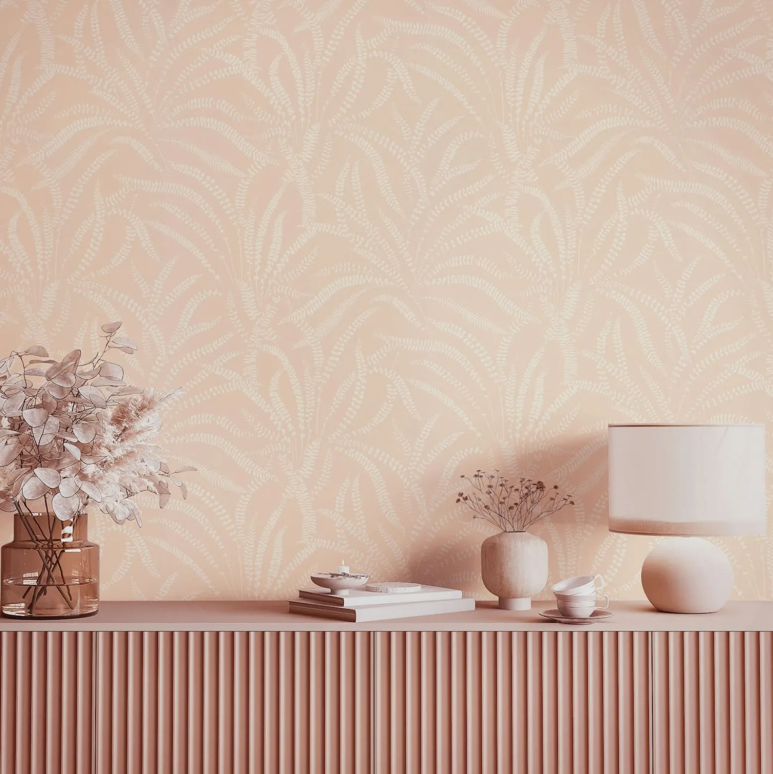 Vliestapete Floral Gräser Skandi Apricot Creme 82506