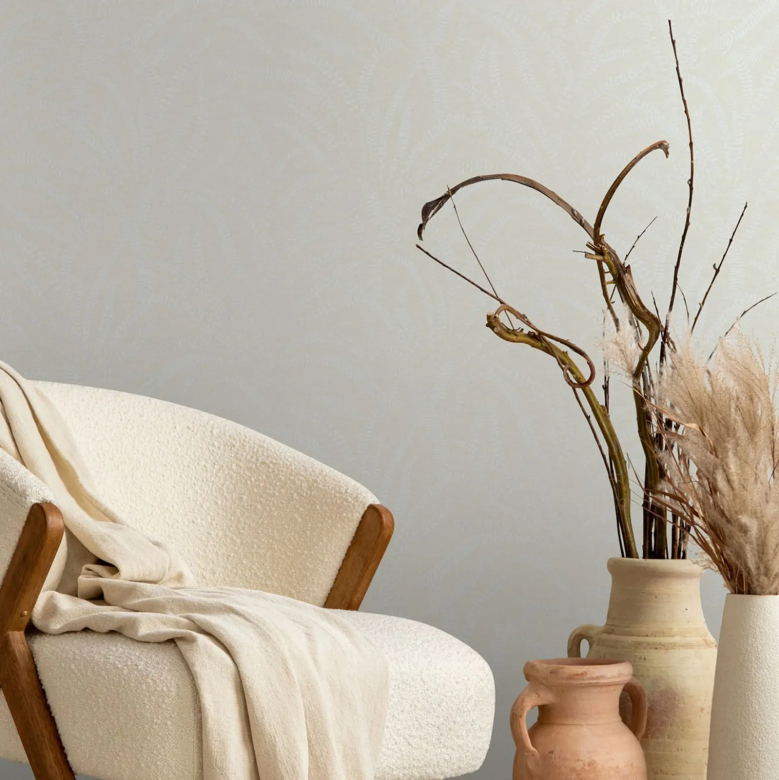 Vliestapete Floral Gräser Skandi Creme Beige 82507