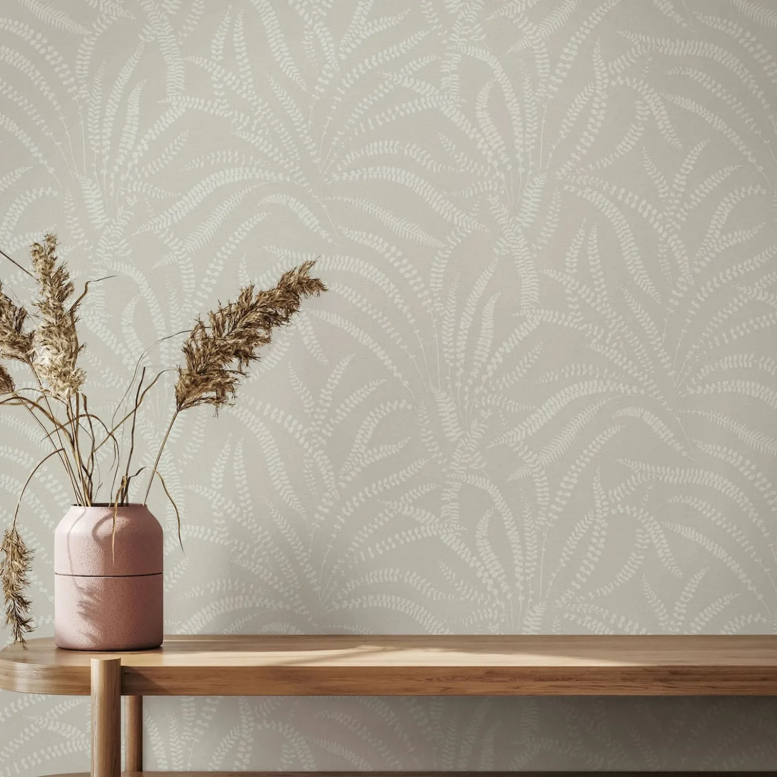 Vliestapete Floral Gräser Skandi Hellbraun Creme 82508