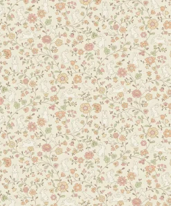 Vliestapete Floral Hasen Beige Orange Rot JS3103