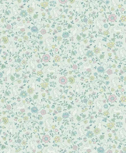 Vliestapete Floral Hasen Grün Rosa Blau JS3102