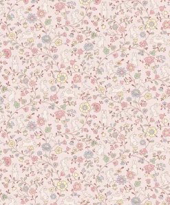 Vliestapete Floral Hasen Rosa Creme Grün JS3105