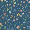 Vliestapete Floral Illustration Blau Grün Orange MN3507