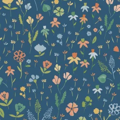 Vliestapete Floral Illustration Blau Grün Orange MN3507