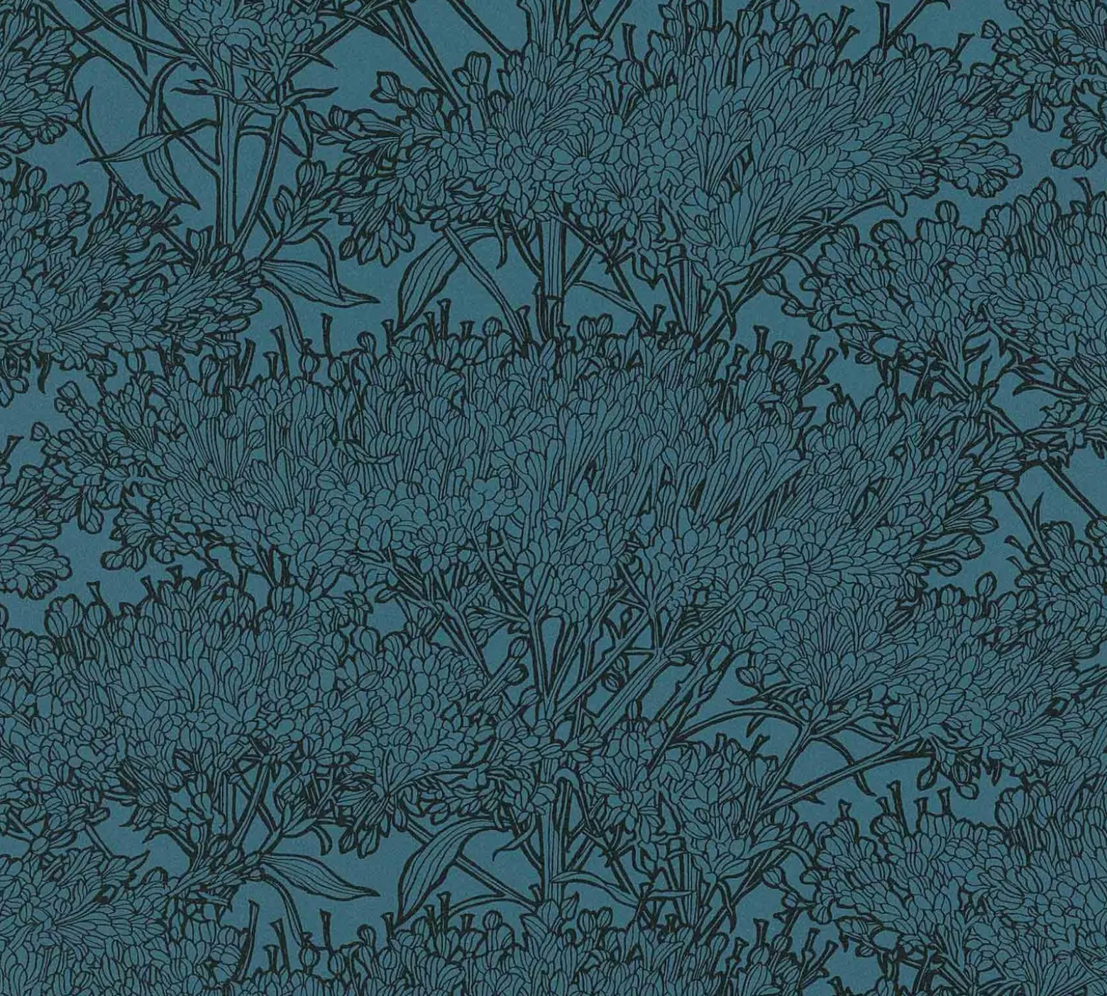Vliestapete Floral Kräuter dunkelblau schwarz 36972-6