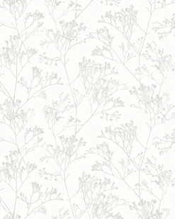 Vliestapete Floral Kräuter weiß grau Glanz 6740-10