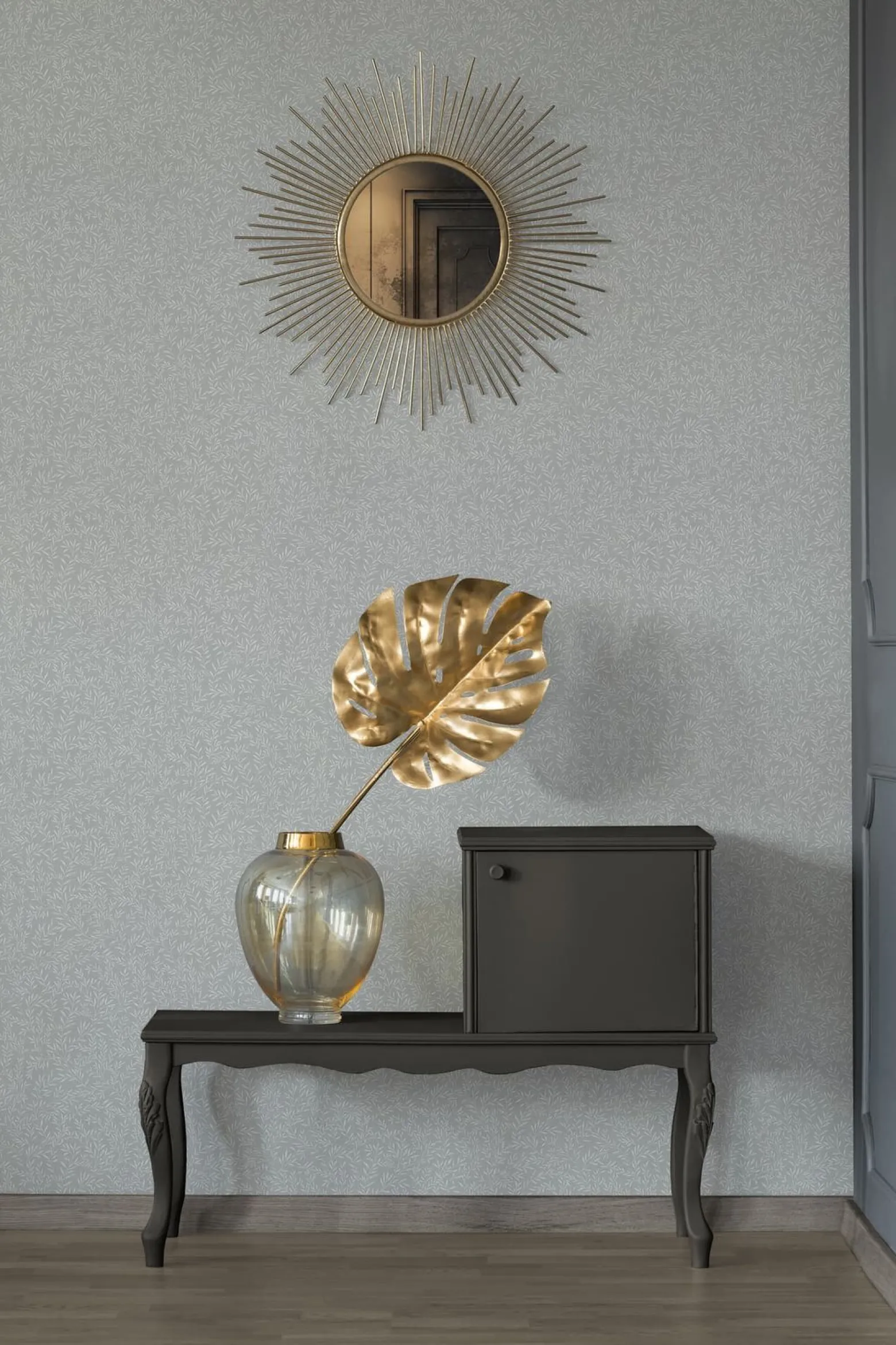 Vliestapete Floral Landhaus Stil Grau Weiß 39073-4