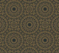 Vliestapete Floral Mandala Schwarz Gold Metallic 38968-2