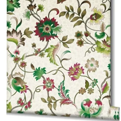 Vliestapete Floral Modern Creme Grün Rot 47648