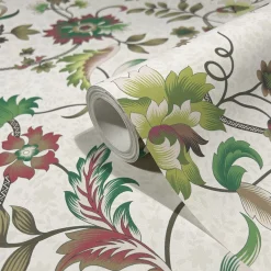 Vliestapete Floral Modern Creme Grün Rot 47648