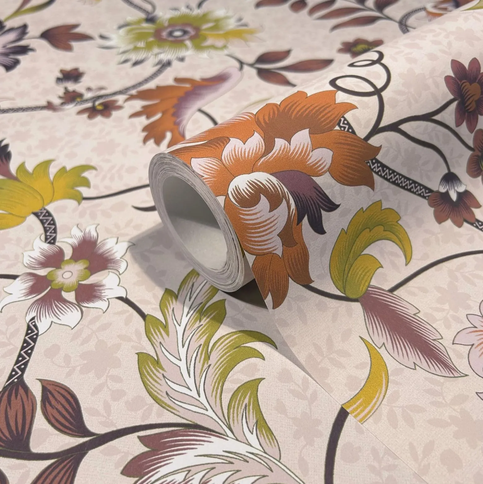 Vliestapete Floral Modern Rosa Braun Gelb 47646