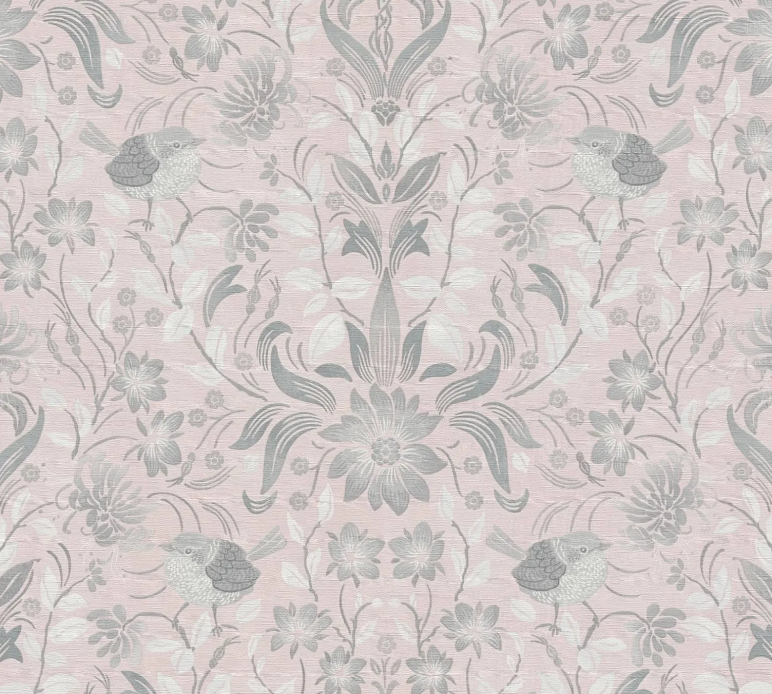 Vliestapete Floral Ornamente Rosa Grau Weiß 39075-2
