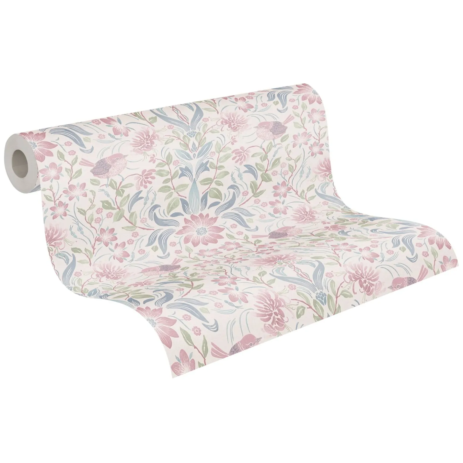 Vliestapete Floral Ornamente Weiß Rosa Blau 39075-3