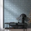 Vliestapete Floral Ornamente Vögel Blau Weiß 47623