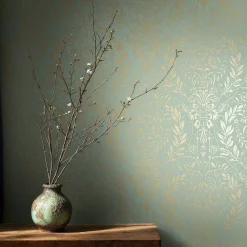 Vliestapete Floral Ornamente Grün Gold Metallic 82510