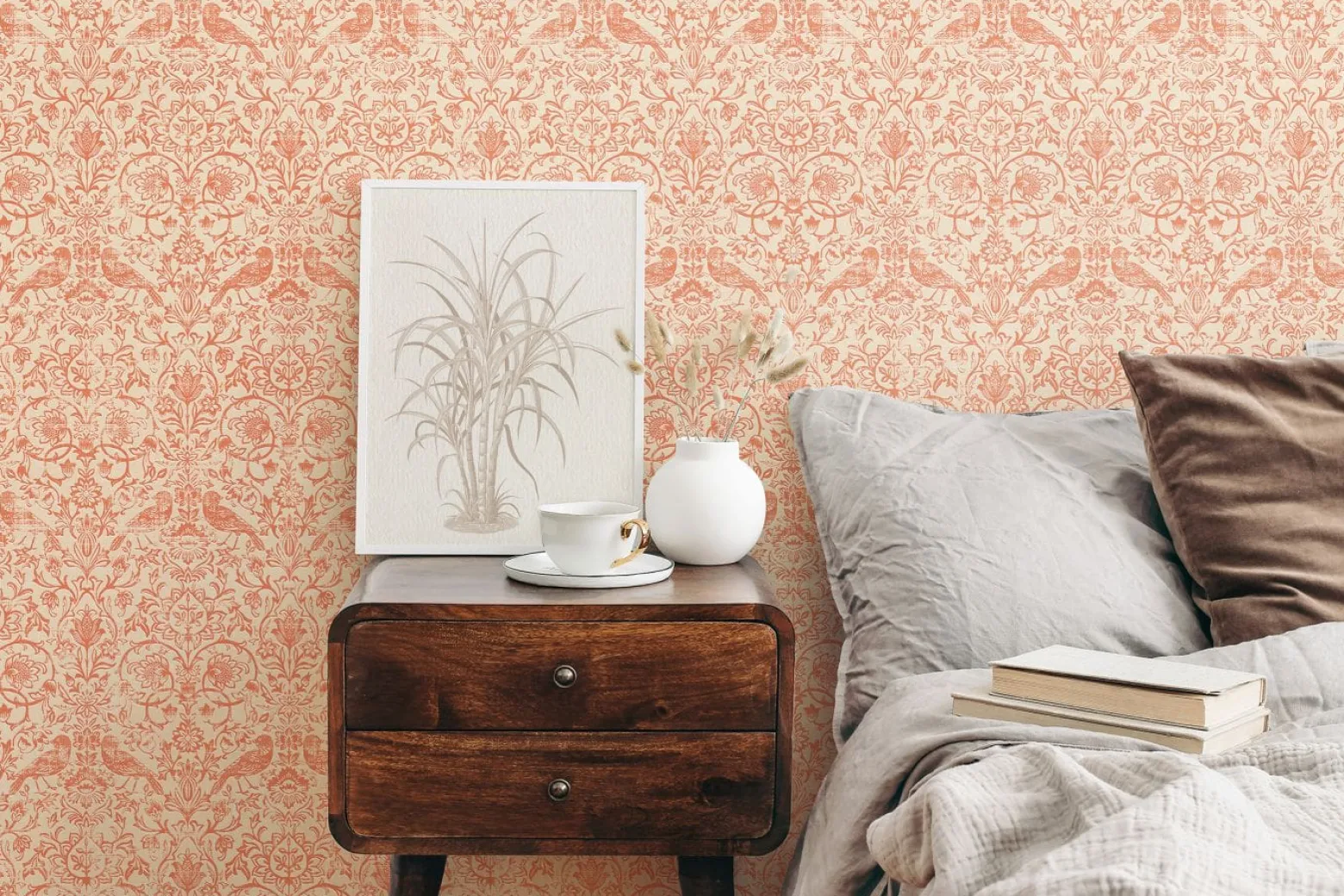 Vliestapete Floral Ornamente Beige Orange 47622