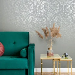 Vliestapete Floral Ornamente Blau Grau Metallic 82509