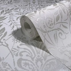 Vliestapete Floral Ornamente Grau Silber Metallic 82511