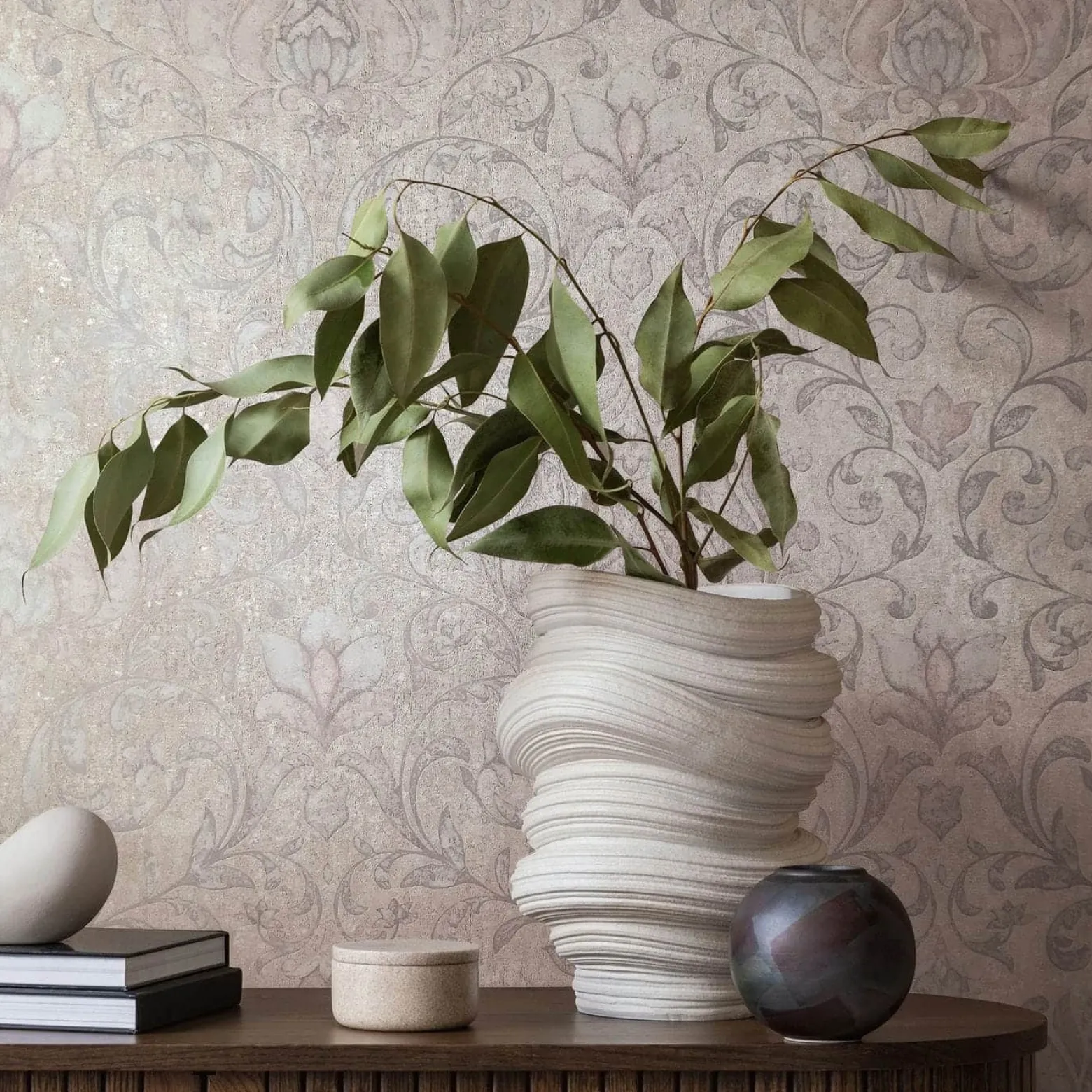 Vliestapete Floral Ornamente Beige Grau Rosa 35152