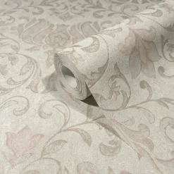 Vliestapete Floral Ornamente Beige Creme Rot 35149