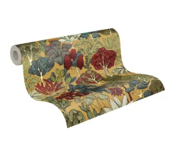 Vliestapete Floral Palmen gelb rot blau 37757-1