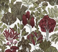 Vliestapete Floral Palmen weiß rot grün 37757-2
