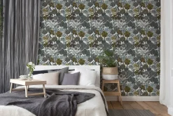 Vliestapete Floral Palmen weiß grün grau 37757-3