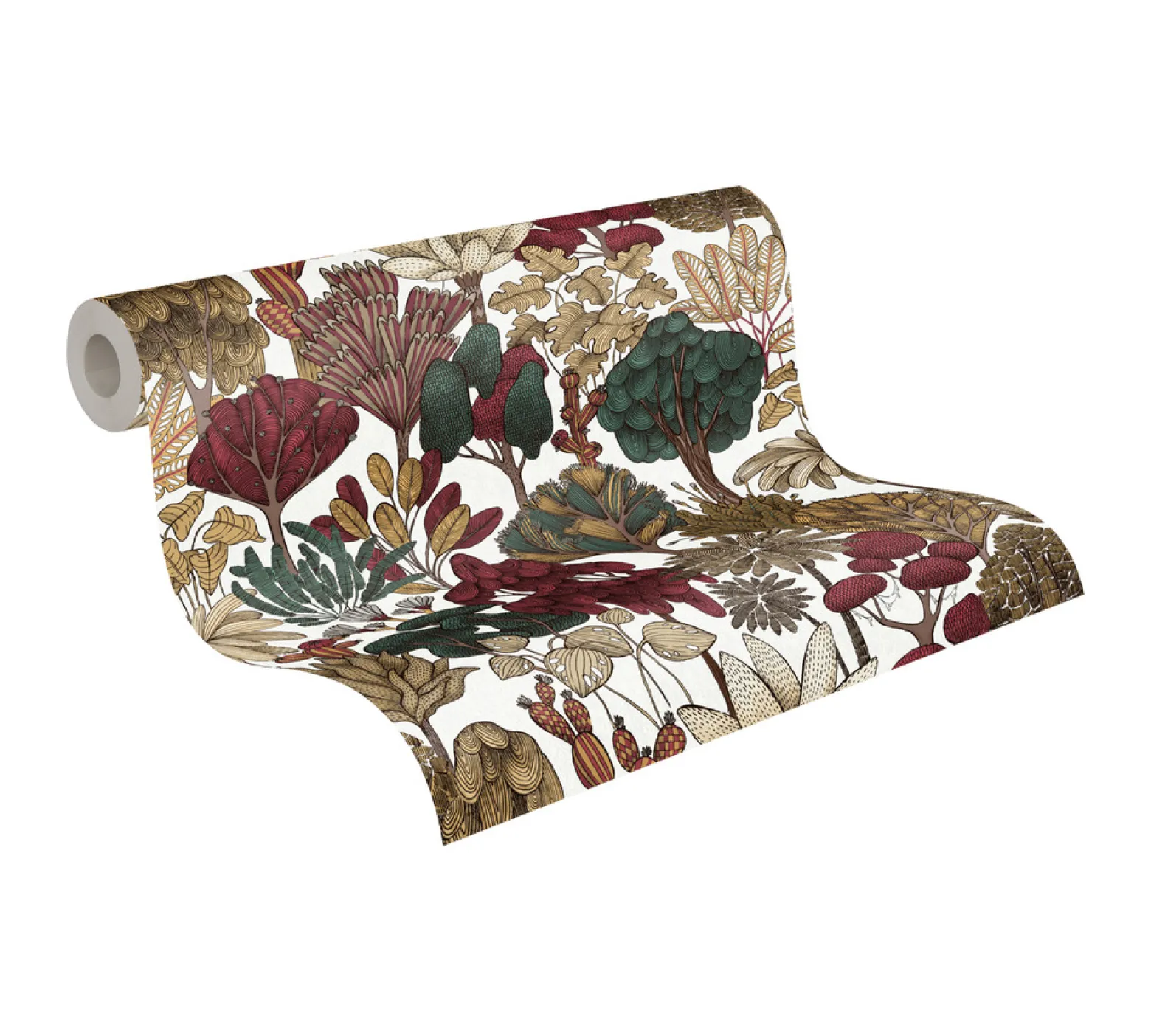 Vliestapete Floral Palmen weiß braun rot 37757-7