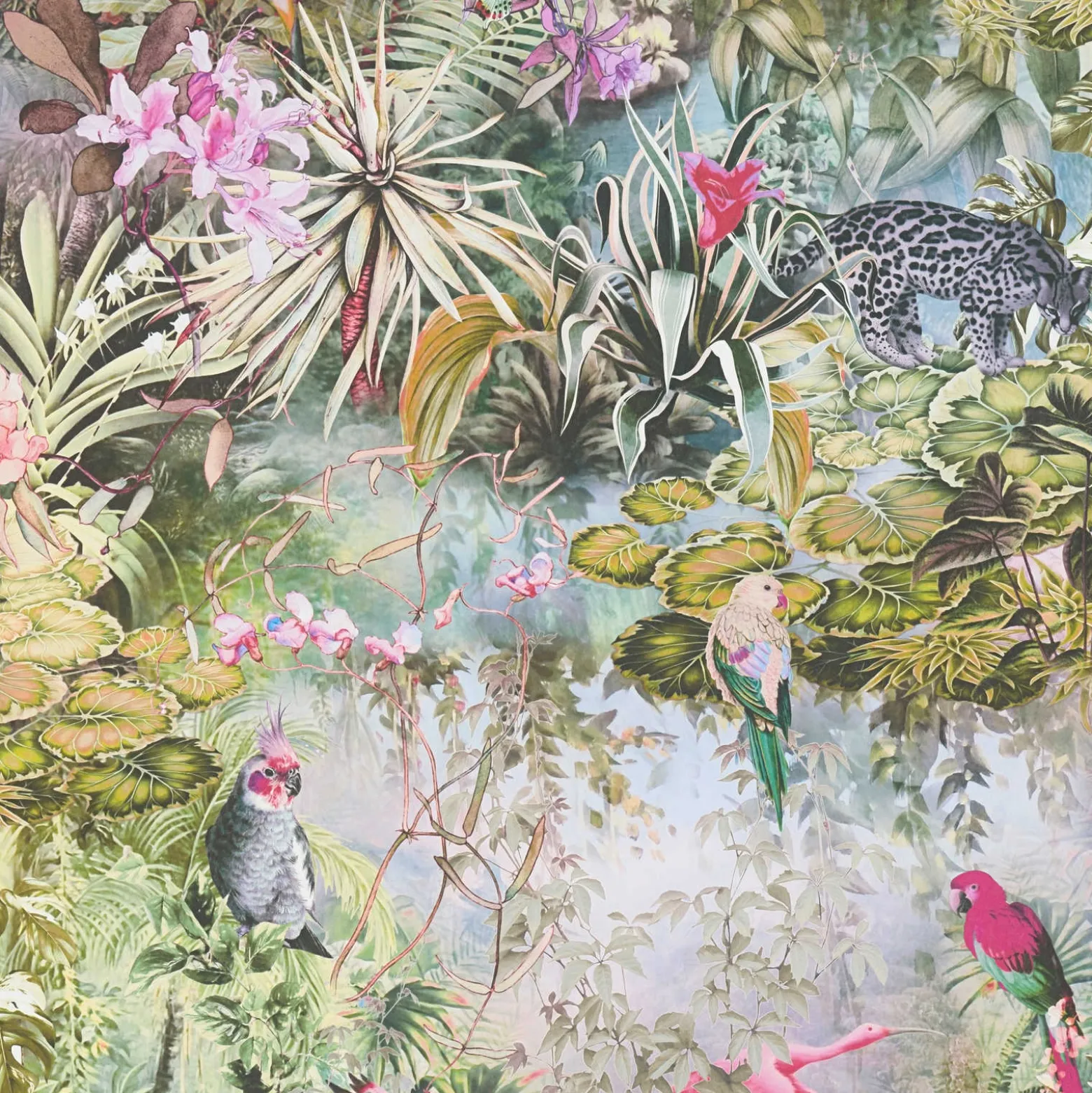 Vliestapete Floral Pflanzen Dschungel grün grau 38179-3