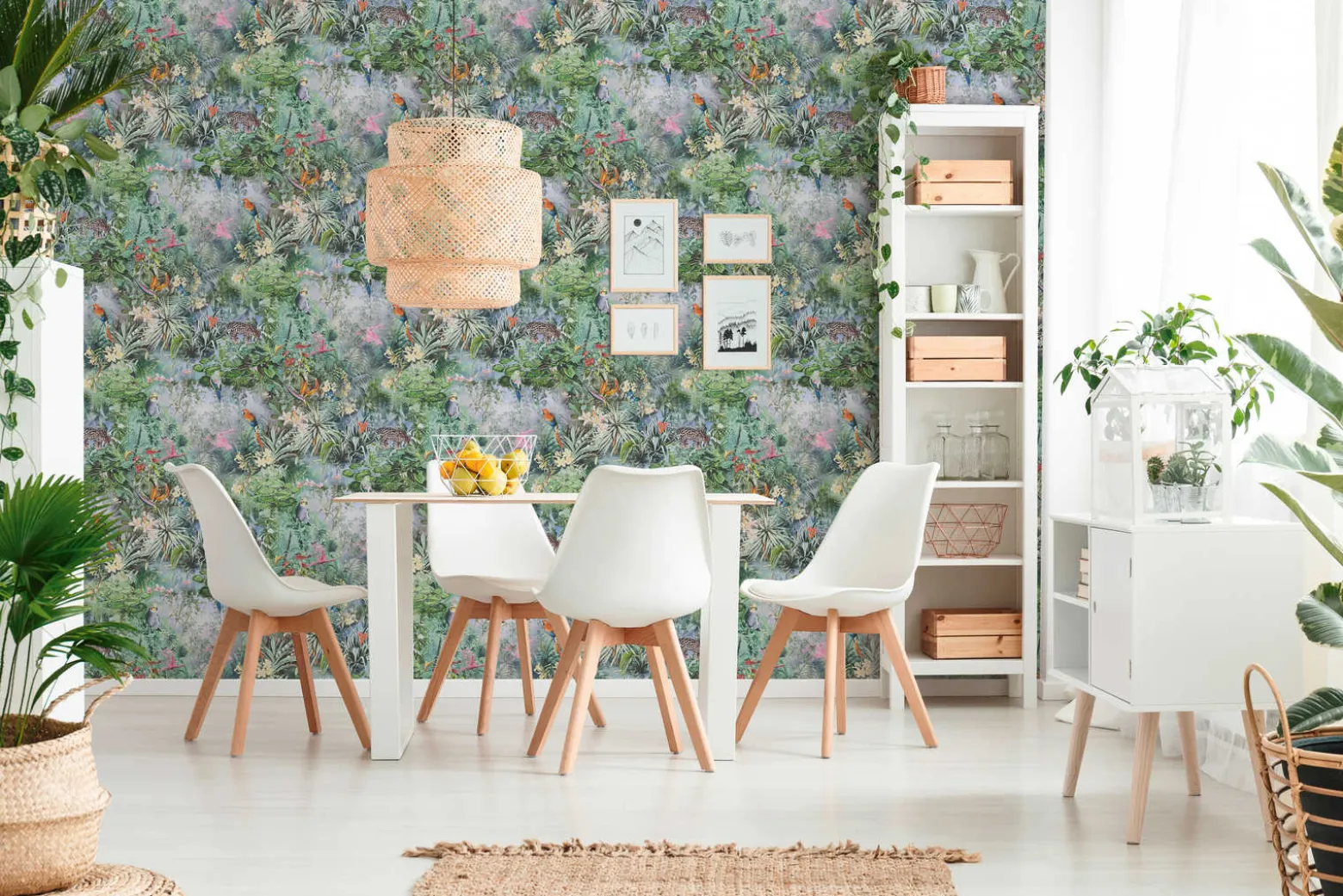 Vliestapete Floral Pflanzen Dschungel grau grün 38179-2