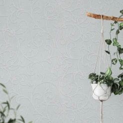 Vliestapete Floral Ranken Blau Creme Metallic 10467-10